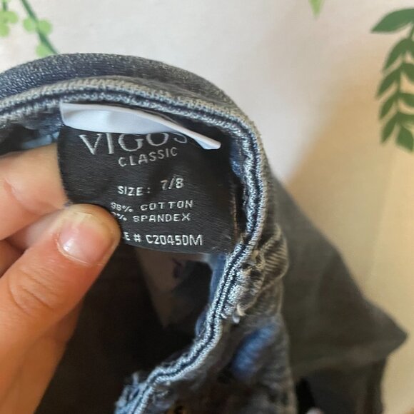 Size 7/8 Vigoss Jean Capris Decorated Back Pockets B1 - Picture 6 of 7